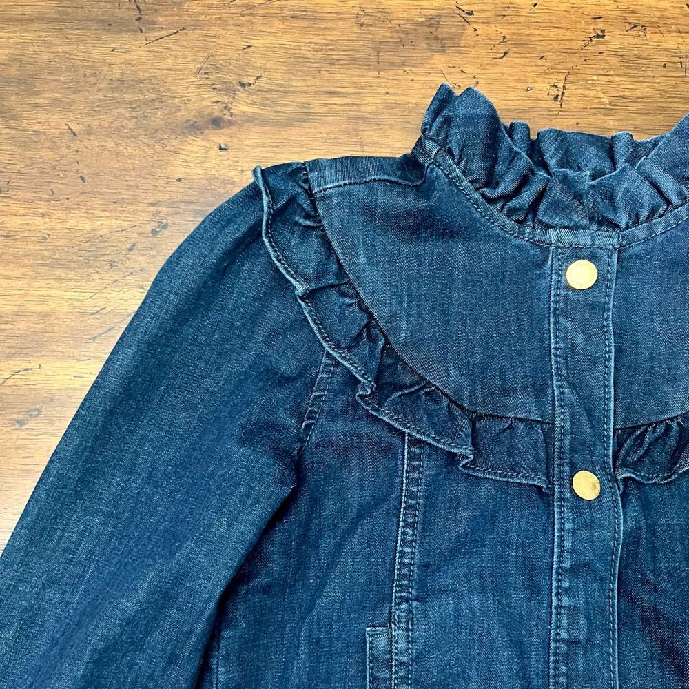 Janie and Jack Ruffled Denim Jacket Sz 5 to 6 EUC - Picture 5 of 9